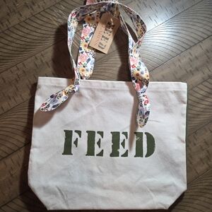 FEED Canvas Tote Bag with Floral Straps